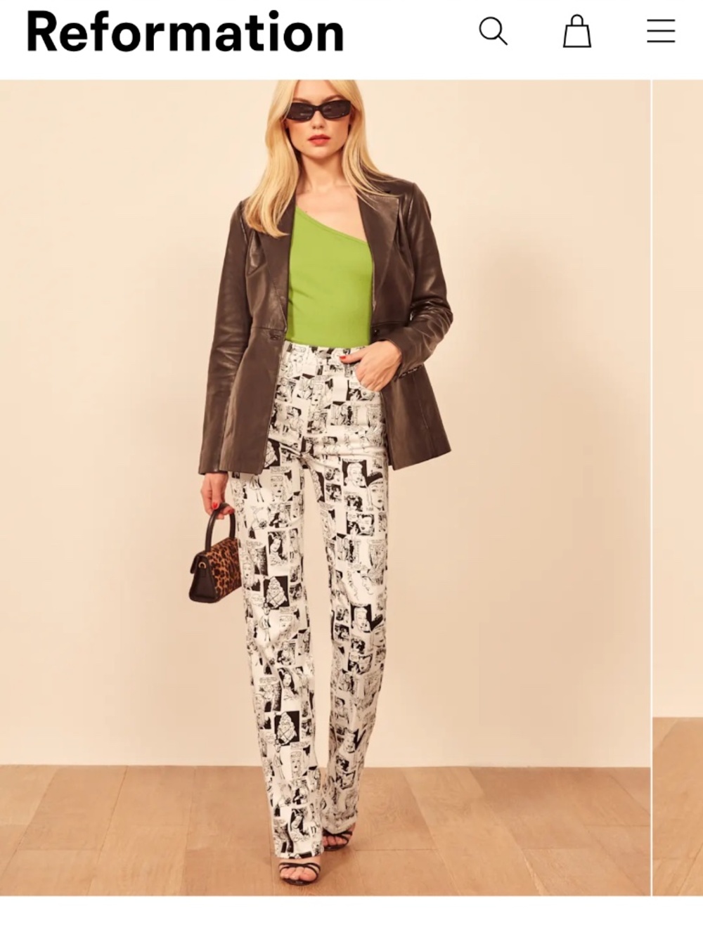 Reformation newsprint high rise straight Jean